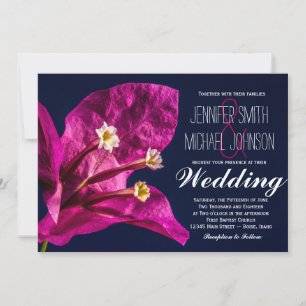 Hübsche Hot Pink Fuchsia Blume Hochzeit Einladunge Einladung