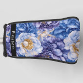 Hübsche Hübsche Blaue Pfingstrose Personalisiert Golf Headcover (Vorderseite)
