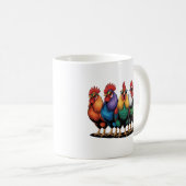 Hübsche Hühner mit Brille, lustige Hühner Kaffeetasse (VorderseiteRechts)