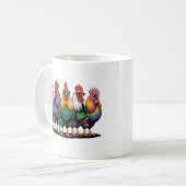 Hübsche Hühner mit Brille, lustige Hühner Kaffeetasse (Vorderseite Links)