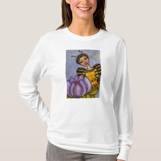 Hübsche Hummel Bee Fairy Lila Blume T-Shirt (Vorderseite)