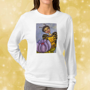 Hübsche Hummel Fee Lila Blume T-Shirt