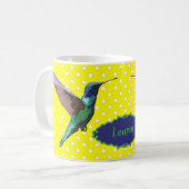 Hübsche Hummingvögel mit gelben Polka-Punkten Kaffeetasse (Vorderseite Links)