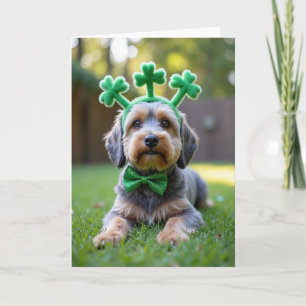 Hübsche Hund Shamrock Schleife Karte