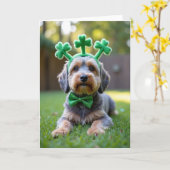 Hübsche Hund Shamrock Schleife Karte (Gelbe Blume)