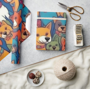 Hübsche Hunde bunte Hunde Haustier Stimmung Gesche Geschenkpapier