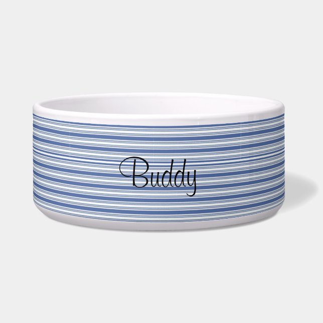 Hübsche Hundeschüssel Blau-Weiß-Gestreift Napf (Vorderseite)