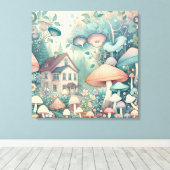 Hübsche Hütte Whimsical Village Leinwanddruck (Insitu (Holzboden))