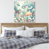 Hübsche Hütte Whimsical Village Leinwanddruck (Insitu (Schlafzimmer))