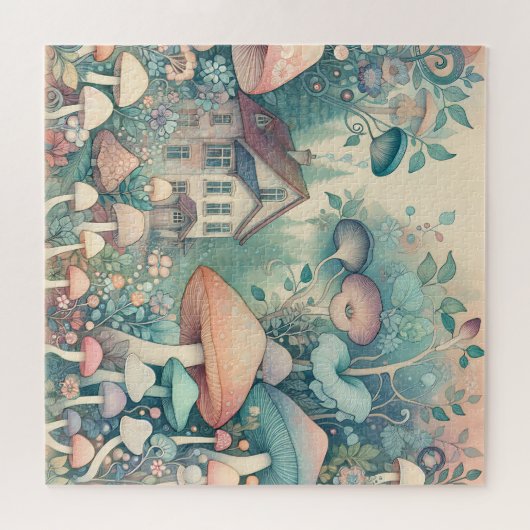 Hübsche Hütte Whimsical Village Puzzle (Horizontal)