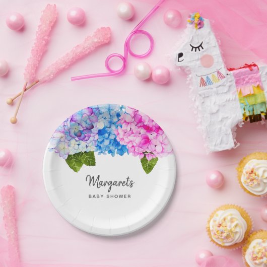 Hübsche Hydrangea-Blume | Babydusche Pappteller (Party)