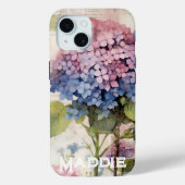 Hübsche Hydrangea & Butterfly Lila Personalisiert Case-Mate iPhone Hülle (Rückseite)