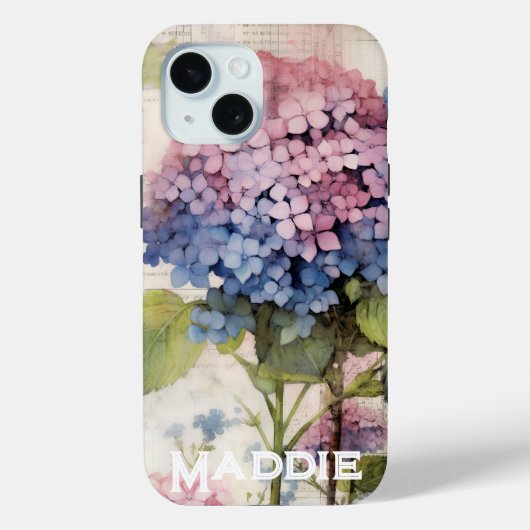 Hübsche Hydrangea & Butterfly Lila Personalisiert Case-Mate iPhone Hülle (Rückseite)