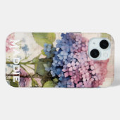 Hübsche Hydrangea & Butterfly Lila Personalisiert Case-Mate iPhone Hülle (Rückseite (Horizontal))