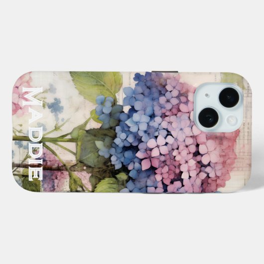 Hübsche Hydrangea & Butterfly Lila Personalisiert Case-Mate iPhone Hülle (Rückseite (Horizontal))