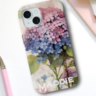 Hübsche Hydrangea & Butterfly Lila Personalisiert Case-Mate iPhone Hülle