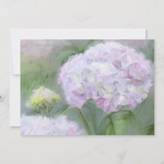 Hübsche Hydrangea Garden Blume Skripttypografie Einladung (Rückseite)