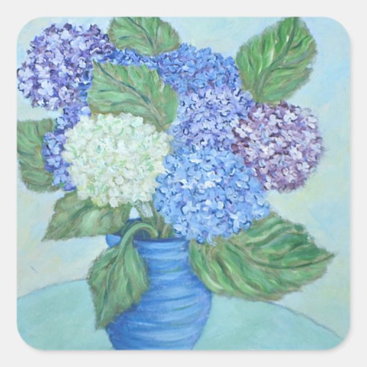 Hübsche Hydrangea-Malaufkleber Quadratischer Aufkleber (Vorderseite)
