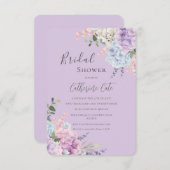 Hübsche Hydrangeas Lila Brautparty Einladung (Vorne/Hinten)