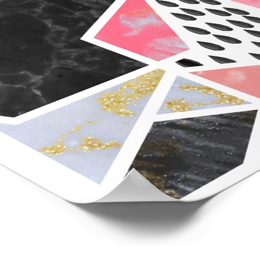 Hübsche Imitate Glitzer Gold geometrische Marmor Poster (Ecke)