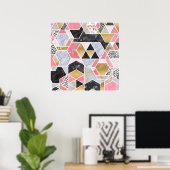 Hübsche Imitate Glitzer Gold geometrische Marmor Poster (Heimbüro)