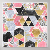 Hübsche Imitate Glitzer Gold geometrische Marmor Poster (Vorne)