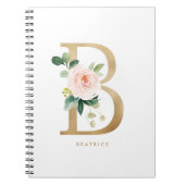 Hübsche Imitate Gold Fohlen Blumenbrief B Monogram Notizblock (Vorderseite)