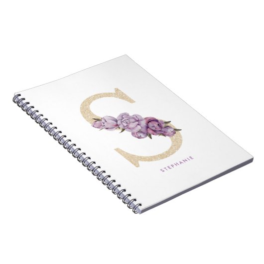 Hübsche Imitate Gold Glitzer Bluesbrief S Monogram Notizblock (Rechte Seite)