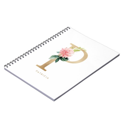 Hübsche Imitate Goldflorenbrief P Monogramm Notizblock (Linke Seite)