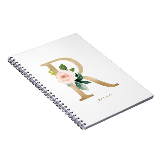 Hübsche Imitate Goldflorenbrief R Monogramm Notizblock (Rechte Seite)