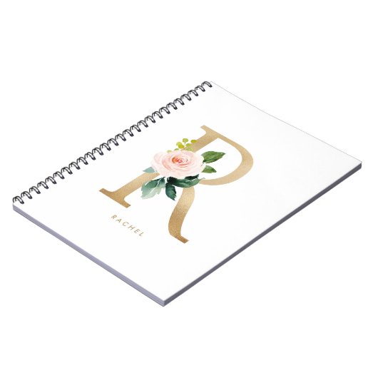 Hübsche Imitate Goldflorenbrief R Monogramm Notizblock (Linke Seite)