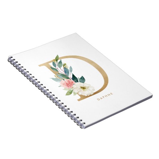 Hübsche Imitate Goldflorensatz D Monogramm Notizblock (Rechte Seite)