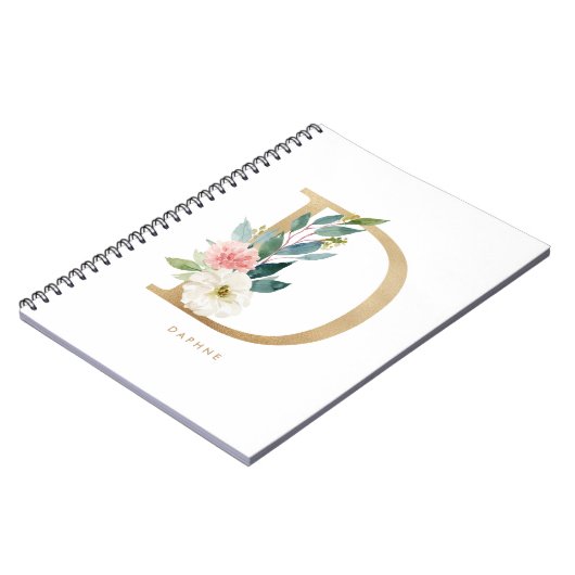 Hübsche Imitate Goldflorensatz D Monogramm Notizblock (Linke Seite)