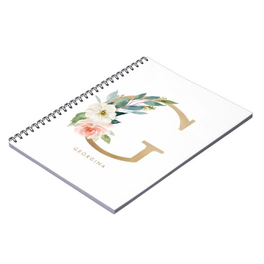 Hübsche Imitate Goldflorensatz G Monogramm Notizblock (Linke Seite)