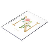 Hübsche Imitate Goldfolie Blumenbrief N Monogramm Notizblock (Linke Seite)