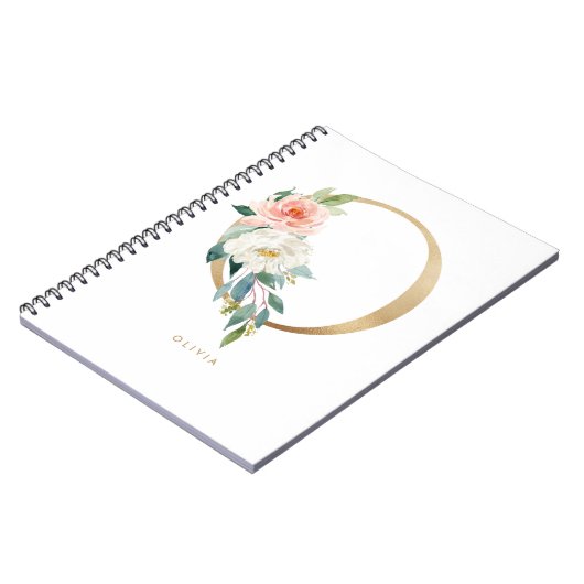 Hübsche Imitate Goldfolie Blumenbrief O Monogramm Notizblock (Linke Seite)