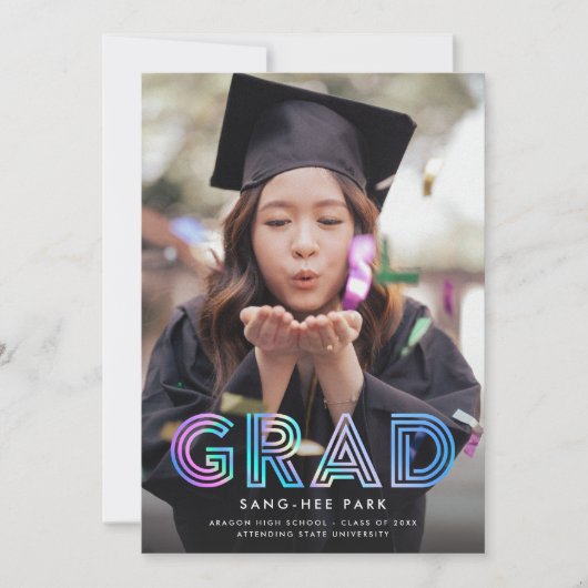 Hübsche Imitate Iridescent Retro Grad Foto Abschlu Ankündigung (Vorderseite)