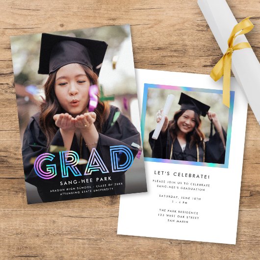 Hübsche Imitate Iridescent Retro Grad Foto Abschlu Ankündigung