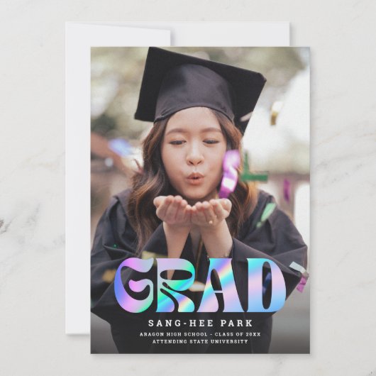 Hübsche Imitate Iridescent Retro Grad Foto Abschlu Ankündigung (Vorderseite)