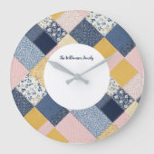 Hübsche Imitate Patchwork Rustikales Landhaus Große Wanduhr (Vorderseite)