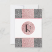 Hübsche Imitate Rosa Glitzer und graue Stoffe Einladung (Rückseite)