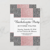 Hübsche Imitate Rosa Glitzer und graue Stoffe Einladung (Vorne/Hinten)