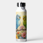 Hübsche Impasto Blau und Grüne Sittiche   Trinkflasche (Links)