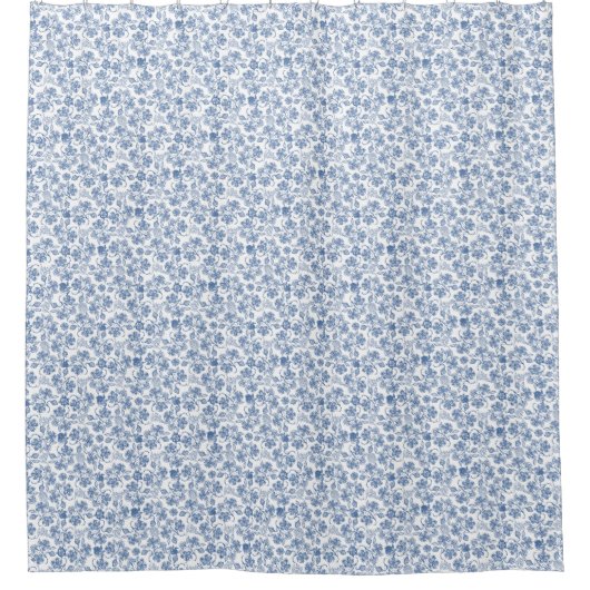 Hübsche Indigozie Blue Ethnic Floral Print Duschvorhang (Vorderseite)