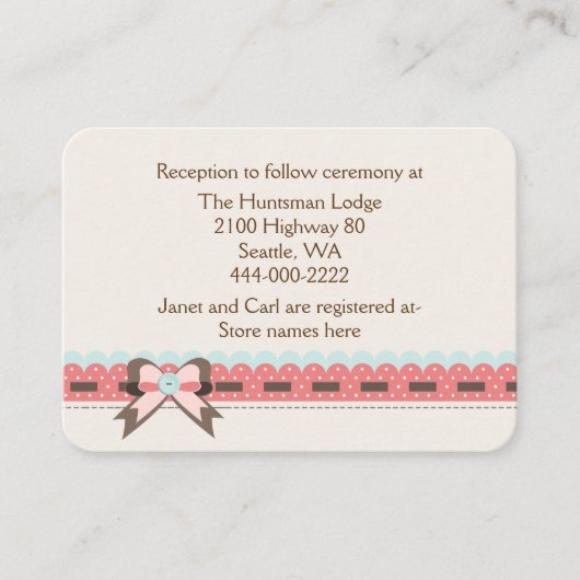 Hübsche Informationskarte für Elfenbein-Hütte Begleitkarte (Vorderseite)