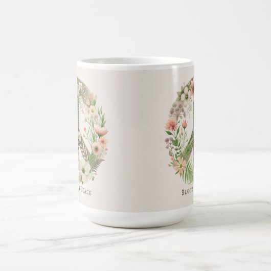 Hübsche Initialen Retro "Bloom in Peace"-Zeichen Kaffeetasse (Mittel)