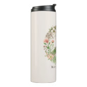 Hübsche Initialen Retro "Bloom in Peace"-Zeichen Thermosbecher (Nach links gedreht)
