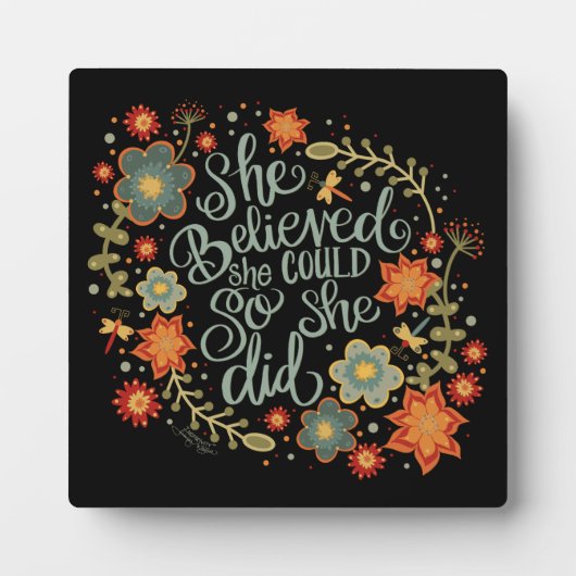 Hübsche Inspirationsblume, die sie zu Zitat hielt Fotoplatte (Vorderseite)