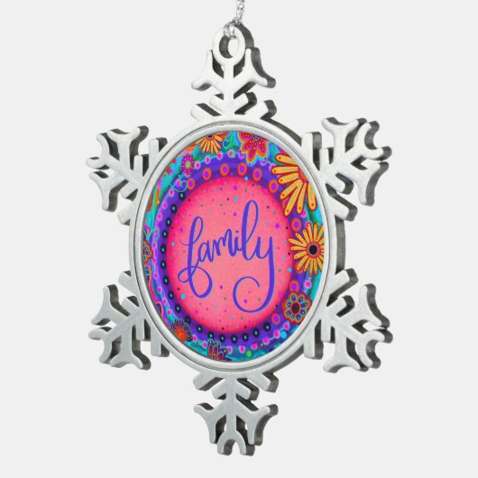 Hübsche Inspiritivität der Familie Pink Schneeflocken Zinn-Ornament (Rechts)