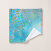 Hübsche Iridescent Blue Shimmer Mermaid Scales Badhandtuch Set (Waschlappen)